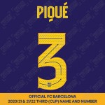 Piqué 3 (OFFICIAL FC BARCELONA 2019/20/21 Home and  21/22 Third Cup Competition NAME AND NUMBERING - PLAYER VERSION)